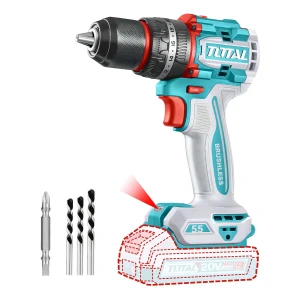 Taladro Percutor Y Atornillador Inalámbrico Total 20v, Industrial, Motor Sin Carbones - Mandril 13mm, 55Nm - Con Mechas Y Punta - No Incluye Batería Ni Cargador - TIDLI205581
