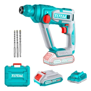 Rotomartillo Inalámbrico Total 1.5 J, Encastre Sds Plus - Con Batería 2.0Ah Litio-Ion, Cargador, 3 Mechas Y Maletín - TRHLI201681